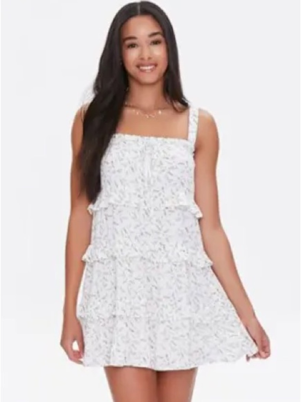 🌿5/$25 Forever 21 White Floral Tiered Midi Dress